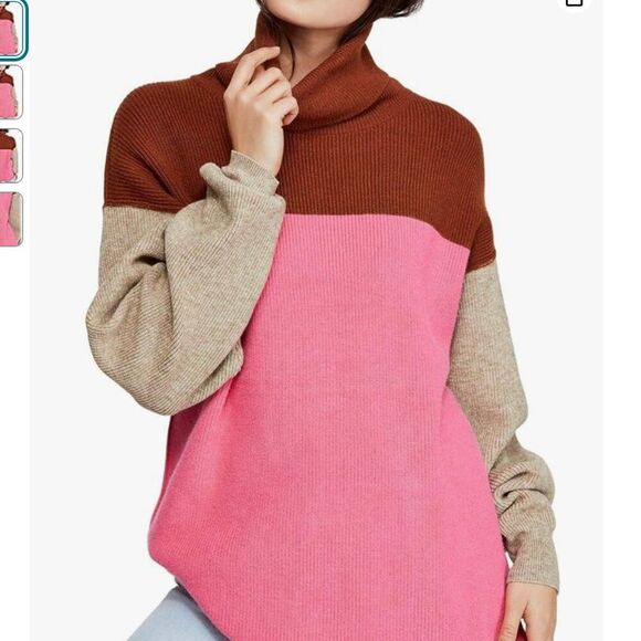Free People Women's Softly Structured Colorblock Sweater SIze XS-M - Picture 1 of 5